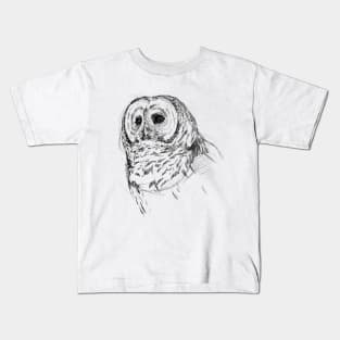 Barred Owl Art Sketch Design Kids T-Shirt